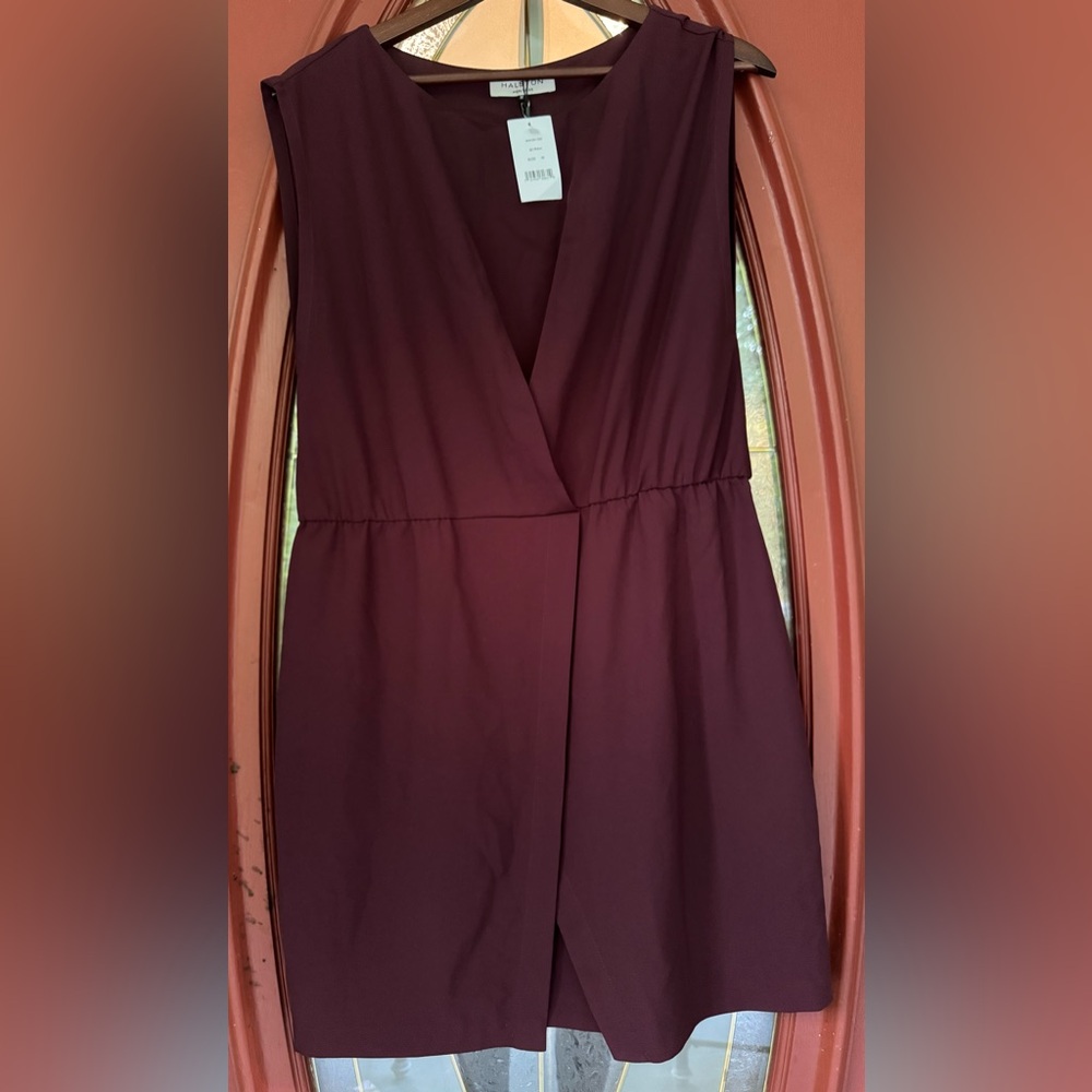 Halston Heritage Maroon Lined Sleeveless Dress Size M New with Tag